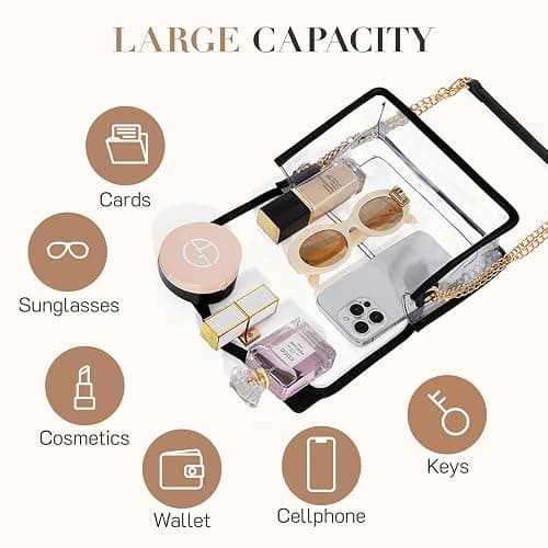 Missnine Clear Bag for Stadium Events Clear Crossbody Purse Stadium Approved Women Transparent Shoulder Bag for Concerts thumbnail 3
