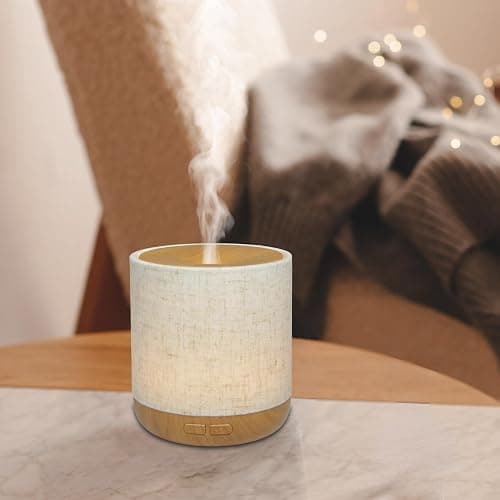 Zen’Arôme Diffuseur Ultrasonique Alesia – Diffusion Huile Essentielle à Froid Aromathérapie – Design Original, Coque en Toile de Lin et Revêtement Couleur Bois – Diffusion + Éclairage Personnalisables thumbnail 11
