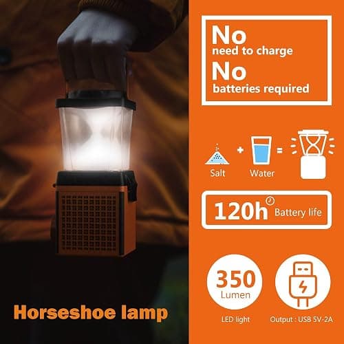 Salt Water Lamp - No Battery Needed, 350LM Brightness, 120-150 Hours Continuous Light, Portable LED Lantern for Fishing, Camping, Yoga & Home Use - FCC, RoHS , CE, Certified thumbnail 9