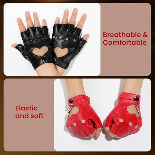 gootrades Punk Fingerless Dance Glove For Women, Jazz Style Glove, PU Leather thumbnail 4