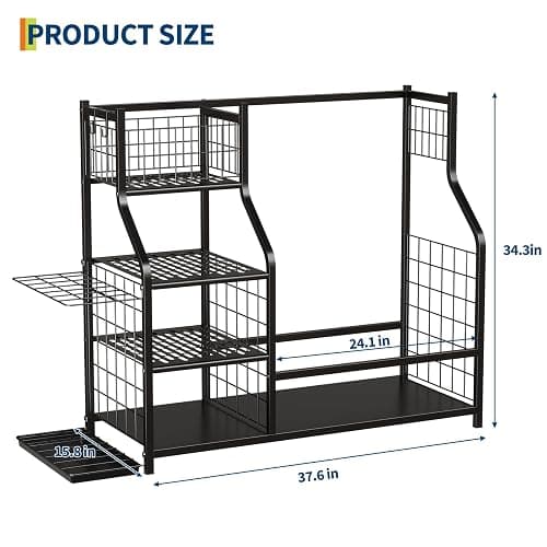 GarveeLife Golf Bag Organizer, Sports Equipment Organizer, Sports Organizer for Garage, Golf Bag Stand for Garage with Baskets, Hooks thumbnail 7