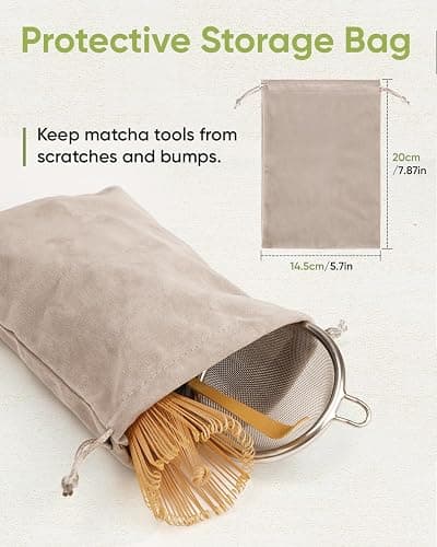 Joiish Matcha Whisk Set, Bamboo Whisk (Chasen), Scoop (Chashaku) & Stainless Steel Sifter, 3-PC Replacement Tool Kit for Matcha Tea Making thumbnail 6