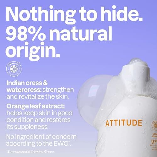 Attitude Bubble Bath, EWG Verified, Plant and Mineral-Based, Dermatologically Tested, Vegan Body Care Products, Orange Blossom & Eucalyptus, 16 Fl Oz thumbnail 3