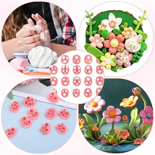 20Pcs Clay Cutters for Polymer Clay Jewelry Mini Polymer Clay Cutters for Earrings 20 Shapes - Floral, Leaf, Butterfly, Heart Polymer Clay Molds for Jewelry Making thumbnail 6