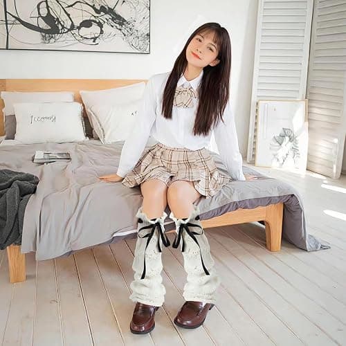 Junely 2 Pairs Leg Warmers for Women Kawaii Leg Warmer Cute Legwarmers Japanese Socks Halloween Goth Emo Gyaru Accessories thumbnail 3