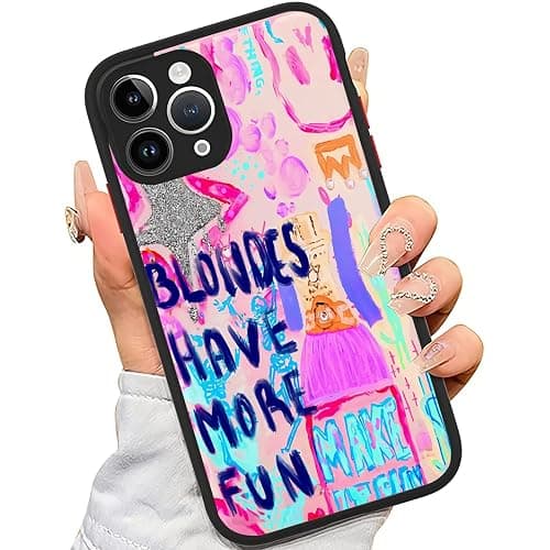 XUNQIAN Compatible for iPhone 13 Pro Case, Aesthetic Blondes Have More Fun Pink Preppy Watercolor Protective Phone Case (for iPhone 13 Pro) - Image 1