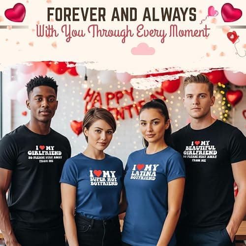 I Love My Girlfriend T Shirt for Men Heart Graphic T-Shirt Romantic Casual Novelty Valentine Tee Couples Clothing thumbnail 2