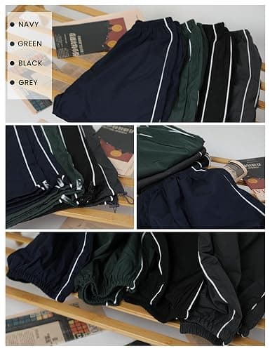 Himosyber Women's Parachute Pants Baggy Elasitc Waist Relaxed Y2K Track Pant Trousers thumbnail 6