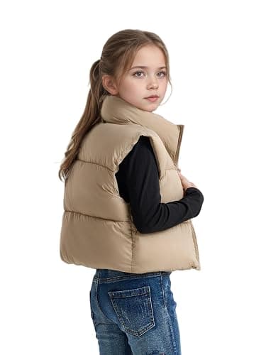 SOLOMATE Girls Puffy Cropped Winter Warm Down Vest Sleeveless Coats For Kids Children thumbnail 8