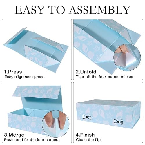 LFBOX Blue Ocean Theme Gift Box with Magnetic Lids 1 Pack | Large Bridesmaid Proposal Boxes 13.8x8.3x4.4 in, Rectangle Wedding Decorative Storage Box thumbnail 3