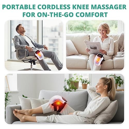 Medcursor Knee Massager, Cordless Heated Knee Massager with 3 Heating Levels, 3 Vibration Modes, LED Screen & Adjustable Straps, Massage with Heat for Relief thumbnail 7