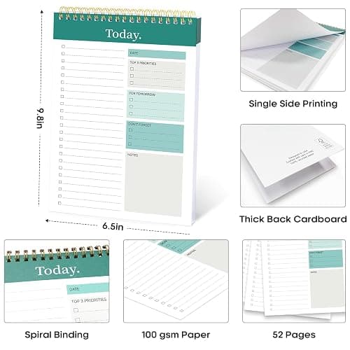 Taja To Do List Notepad, Undated Daily Planner for Work and Goal Setting | Greenery Sway, 52 Sheets, 9.8" x 6.5" , for Office, Home and school, Daily Task Planning, Notes and Everyday Organization thumbnail 6