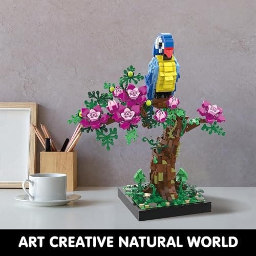 TG BLOCKS Micro Brick Flower Parrot Toy Building Sets, Home Decor and Office Art Creative Gift, DIY Plant Model for Adults, for Teens Ages 8+ Kids thumbnail 7