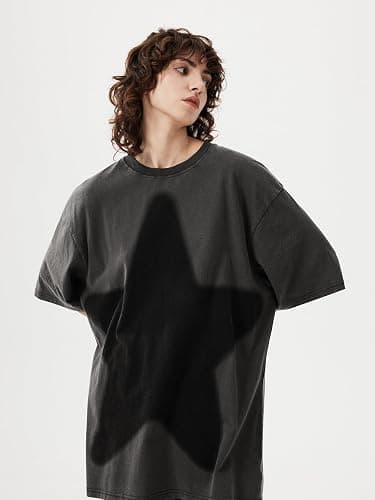 Aelfric Eden Oversized Star Graphic Tees Men Vintage Washed Heavyweight Cotton Trendy Streetwear T Shirts Unisex thumbnail 5
