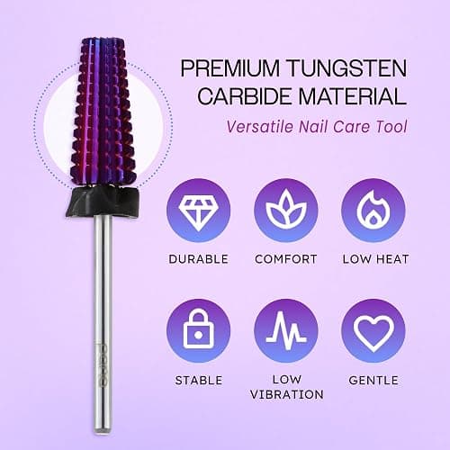 ⭐️⭐️ PANA 3/32" Shank 5-in-1 Nail Carbide Bit - (Triple Coarse - Extra Coarse Grit, Purple) - Two Way Rotate use for Both Left and Right Handed Fast remove Acrylic or Hard Gel Machine thumbnail 5