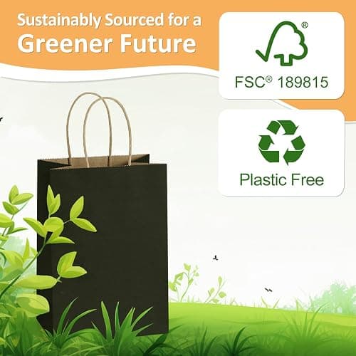 BagDream Kraft Paper Bags 25Pcs 5.25x3x8 Inches Small Paper Gift Bags with Handles Bulk for Party Favor, Retail, Merchandise, Black Gift Sacks thumbnail 6