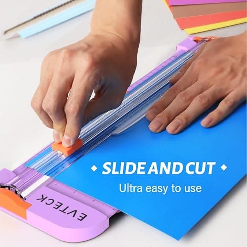 Evteck Paper Cutter 12 Inch Paper Trimmer Slider Crafting Scrapbooking Supplies for A4 Vinyl Photo Cardstock with Security Blade and Foldable Ruler thumbnail 2