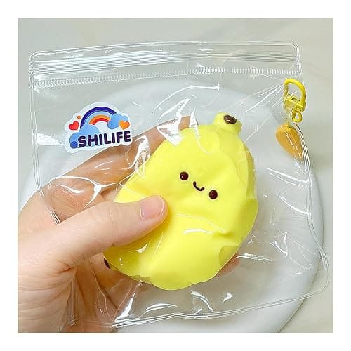 Taba Squishy,Stress Ball, Kawaii Squishies Silica Gel Toys,Stress Relieving Fur Ball OPP Packaging Gifts|Squishy Fidget Toys for Anxiety&Relaxation|Perfect Desk Accessory for Adults (Banana) thumbnail 5