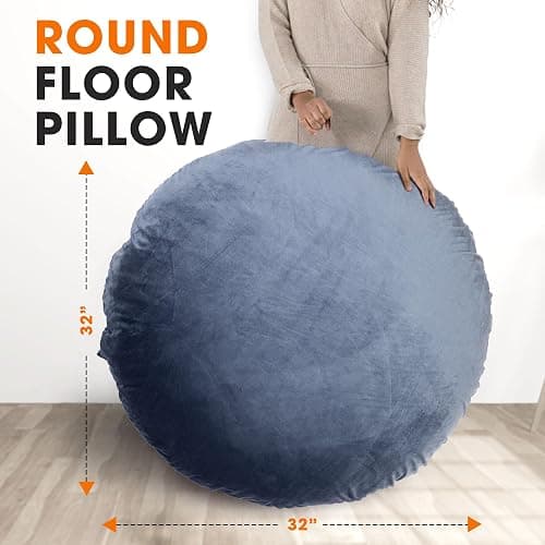 Cheer Collection Extra Large Floor Pillow, 32" Round Meditation Cushion, Oversized Yoga Pillow & Floor Cushions for Adults, Floor Pillows for Sitting, Meditation, and Seat Cushion - Navy Blue thumbnail 4