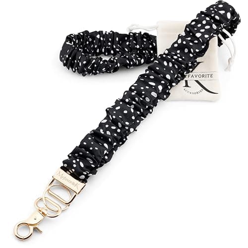 MyfavoriteK Stylish Scrunchie Lanyard for ID Badges Cute Neck Stretchy Lanyard for Keys Retractable Keychain Holder - Image 1