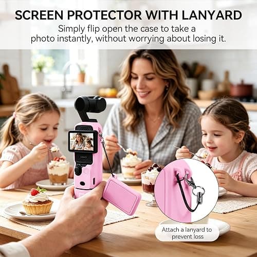 Easy Hood Protective Case for DJI Osmo Pocket 3/Xtra Muse Camera(Pink) | Camera Cover Set with Lens Protector Cover,Anti-Loss Strap,Mic Protector,Soft Silicone,Anti-Scratch,Slim Fit Skin Accessories thumbnail 4