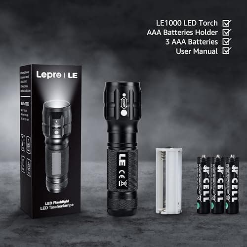 Lighting EVER LED Flashlights High Lumens, Small Flashlight, Waterproof, Adjustable Focus Flash Light for Outdoor, Emergency, AAA Batteries Included, Tactical & Camping Accessories thumbnail 5