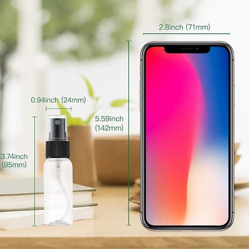 LISAPACK 1oz Small Spray Bottle (12 Pack), Mini Travel Size Plastic Sprayer | 30ml empty atomizer bulk, fine mist, clear water pump, refillable watercolor mister set, portable spritzer, leak proof, TSA thumbnail 6