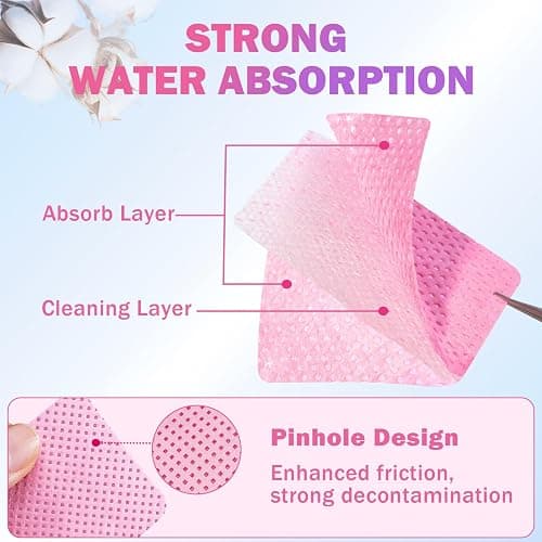 Makartt Lint Free Nail Wipes: Nail Polish Remover Pads 1000PCS Eyelash Extension Glue Wipes, Super Absorbent Soft Gel Nails Wipes Dry Wipes for Nail Prep and Gel Polish Remover, Pink thumbnail 3