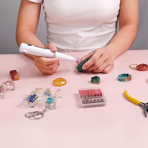 Resin Polishing Kit, Winartton Cordless Rotary Tool Kit for Resin Molding, Manicure, Wooden DIY Crafts, Electric Resin Drill with UV Light, 5-Speed Adjustable, 138 PCS Jewelry Making Kit thumbnail 9
