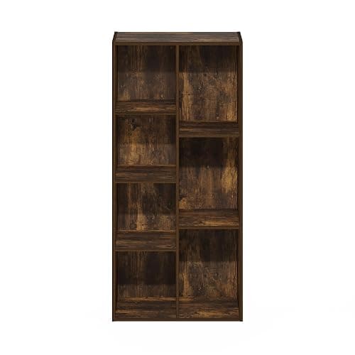 Furinno LUDER Book Shelf, 7-Cube Bookshelf, Bookcase, 9.4" x 19.5" x 41.7", for Living Room, Bedroom, Home Office, Amber Pine thumbnail 7
