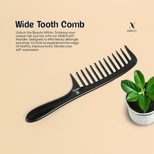 Nimxy Black Wide Tooth Comb for Curls 1 Pc - Curl Comb with Comfortable Handle for Detangling Medium to Long Wet and Wavy Hair - hairdressing & Styling thumbnail 6