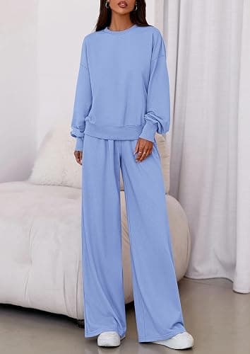 PRETTYGARDEN Womens 2 Piece Sets Long Sleeve Sweatshirt Wide Leg Pants Loose Matching Lounge Set Trendy Fall Outfits thumbnail 2
