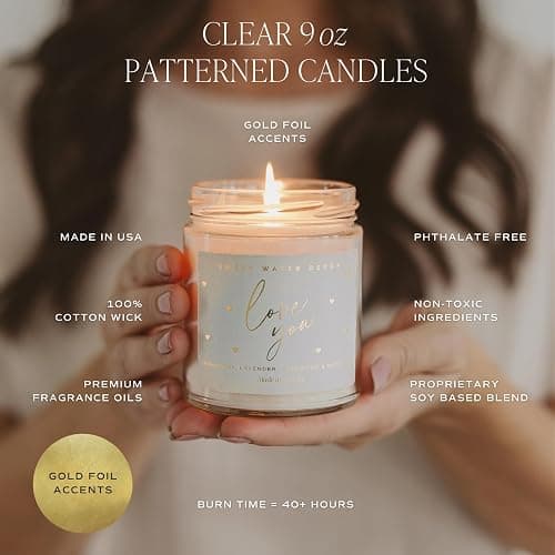 Sweet Water Decor Spa Day Patterned Candle – Soy Candles with Sea Salt, Jasmine, Wood, Cream Aroma– 40 Hour Burn – 9oz Clear Glass Jar – Ideal for Valentines Presents or Any Special Occasion thumbnail 5