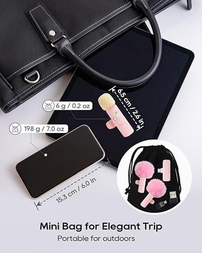 Mini Pink Microphone for iphone Android Phone Tablet ipad PC, Usb C Wireless Lavalier Mic for Video Recording Vlogging Youtube Tiktok Podcast Interview content creators, Tiny Microphones Type C Mics thumbnail 5