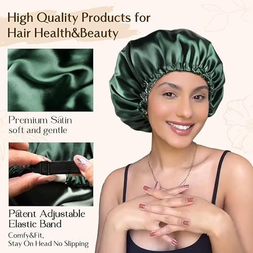 Yanibest Double Layer Satin Bonnet Silk Bonnet for Sleeping Adjustable Hair Bonnet for Women Curly Natural Hair thumbnail 3