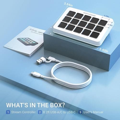 FIFINE AmpliGame Gaming Controller with 15 Shortcuts for OBS Streaming Studio with Macro Keys, Trigger Actions, PC Media RGB Controller for Content Creation/Office Work-D6 White thumbnail 9