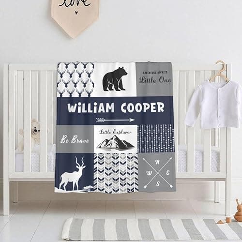 Personalized Baby Blankets for Boys Girls Printed in USA Custom Baby Gift Blanket with Name for Toddlers Kids Fleece Bed Throw Blanket Swaddle for Newborn for Birthday Baby Shower Nursery Blanket thumbnail 2