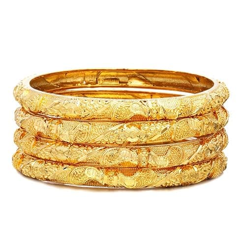 Ethlyn Large Sized Wrist Women Bracelets 2.7inch 18K Gold Plated Fixed Big Size Wrist Bangles Sets (4pcs /lot) - Image 1