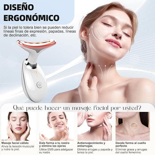 Appareil Anti Rides Visage, Appareil Massage Visage 7 Couleurs, 3 Modes 45°C EMS Appareil de Massage Gua Sha Lifting Visage, Anti-Âge Raffermissant Face Cou Double Menton Masseur Lift thumbnail 5