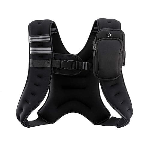 ZELUS Weighted Vest, 6lb/8lb/12lb/16lb/20lb/25lb/30lb Weight Vest with Reflective Stripe for Workout, Strength Training, Running, Fitness, Muscle Building, Weight Loss, Weightlifting - 12 lb - Black