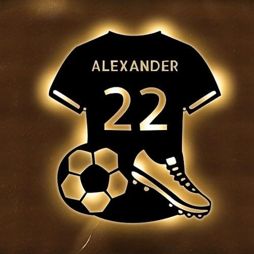 Personalized Soccer Jersey Neon Sign - USB-Powered Dimmable LED Soccer Signs for Bedroom Sports Decor, Party Bar, Christmas, and Birthday Gift thumbnail 2