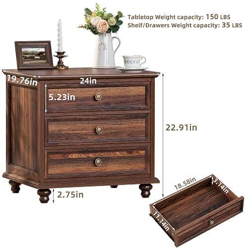 Joaxswe Farmhouse Dresser and Nightstand Set - 3 Piece, 54" Wide Dresser and 24" Nightstands for Bedroom, Living Room, Hallway thumbnail 5