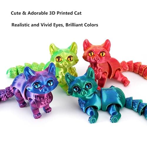 QINGMIAO 3D Printed Cat, Articulated Black Cat Toys for Adult, 3D Print Animals Fidget Toys Decor for Stress Relief, 3D Printing Action Figure Toys for Age15+(Light Purple) thumbnail 6