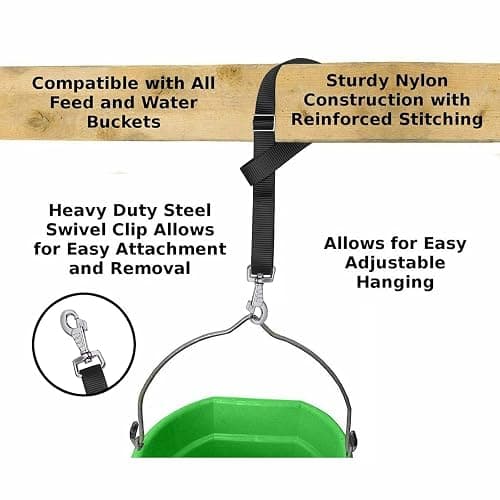 Rosemarie Horse Bucket Strap Hangers,Horse Suppliers Adjustable Nylon Straps up to 700 lbs for Hay Nets, Water Buckets,Hanging-Pratical and Easy Use(4 Pack) (Black) thumbnail 3