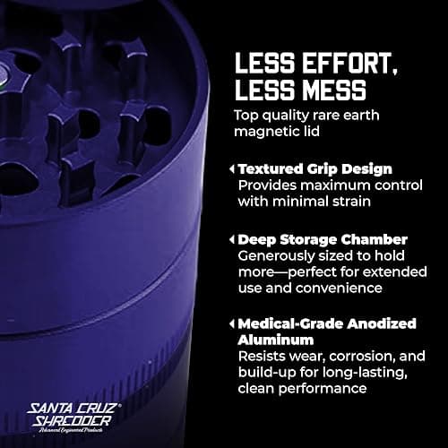 Santa Cruz Shredder Herb and Spice Grinder 3 Piece Medium 2 1/8" Superior Grip and Aluminium (Purple) thumbnail 5