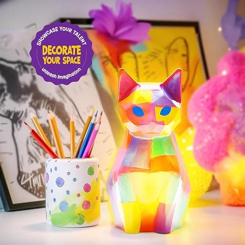 Paint Your Own Cat Lamp Kit, Arts and Crafts for Kids Ages 8-12, Art Supplies Painting kit for Kids 6-12, Cat Night Light Toys Girls Boy Birthday Christmas Gifts for Kid Ages 3 4 5 6 7 8 9 10 11 12+ thumbnail 8
