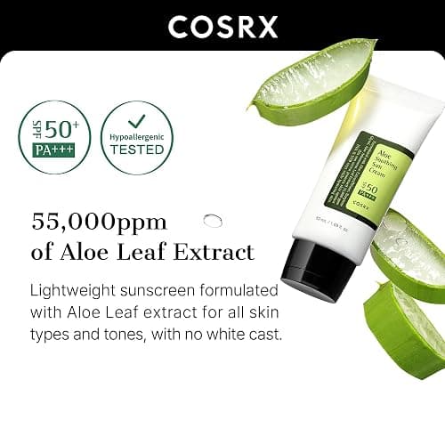 COSRX Aloe Soothing Sun Cream LSF 50, Feuchtigkeitsspendende Sonnencreme mit Aloe Vera, für alle Hauttypen, Gesicht & Körper, Korean Skincare thumbnail 3