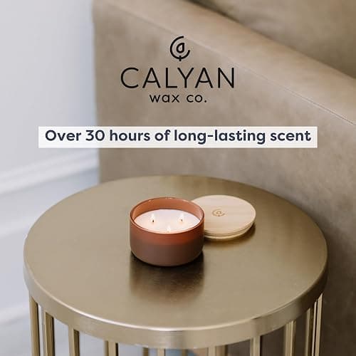Calyan Wax Co. Mahogany & Cashmere 3 Wick Scented Candle - 30 Hour Burn | Made in the USA Luxury Clean Soy Wax Candles - Long Lasting Large Glass Jar Candle for Home - 3 Wicks - 8oz thumbnail 4
