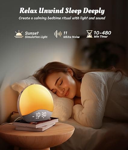 ecozy Sunrise Alarm Clock, White Noise Machine, Bluetooth Sync, 26 Sound, 17 Night Lights, Upgraded Backlit Button, Sunrise/Sunset Simulation, AC-Powered, Wake Up Light for Heavy Sleeper, Elderly, Kid thumbnail 3