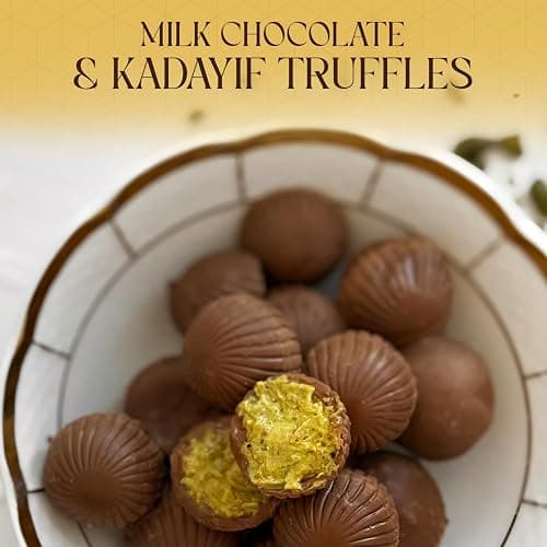 BeeMax Dubai Style Chocolate Truffles - 4.24oz Resealable Pouch (Pack of 1) - Made w/ Premium Milk Chocolate, Pistachio Cream, & Crunchy Kadaifi - Middle Eastern Gourmet Candy - For Gift or Special Occasions thumbnail 3
